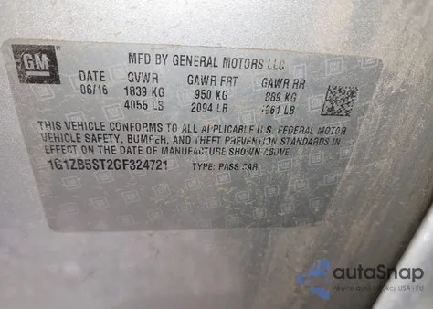 2016 Chevrolet Malibu Ls from USA, damaged, VIN 1G1ZB5ST2GF324721